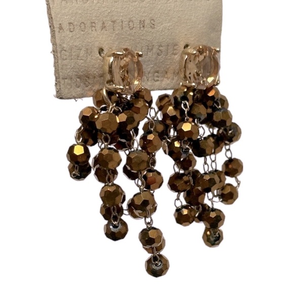 Anthropologie Waterfall Glass Beaded Rhinestone Drop Earrings NWT